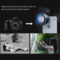 APEXEL 2w1 obiektyw 0,45x szeroki kąt + 12,5x obiektyw makro profesjonalny obiektyw aparatu HD telefon dla iPhone 8 7 6S Plus Xiaomi Samsung LG 6